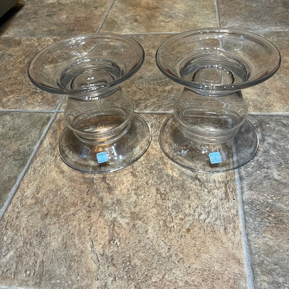 2 PartyLite Elegant Clear Glass Candle Holders - Picture 2 of 6